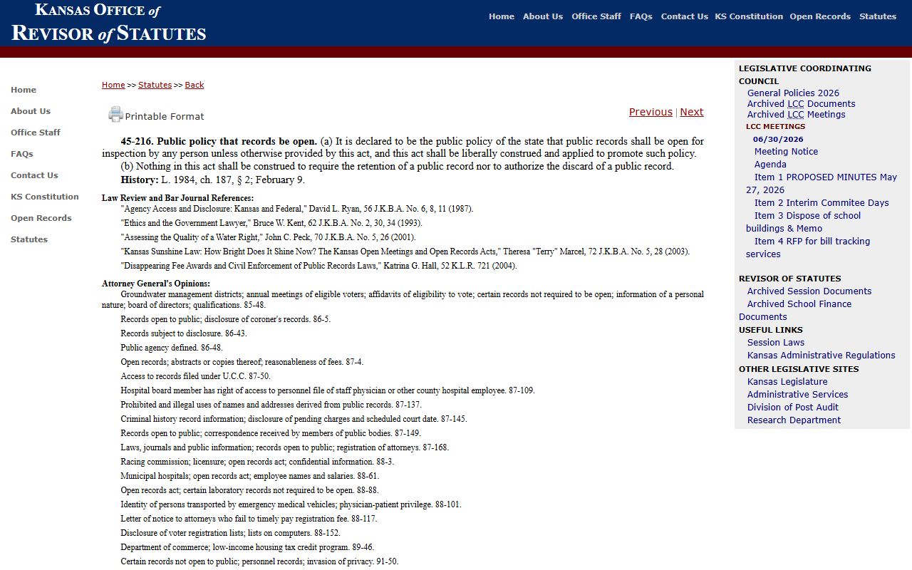 Douglas County Clerk of the District Court Kansas public records policy source