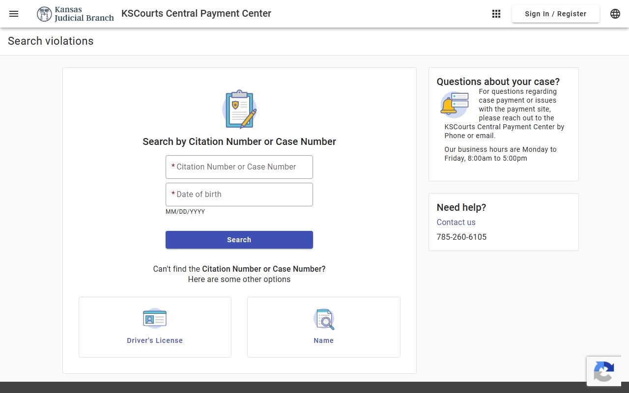 Douglas County court dockets Kansas Central Payment Center search