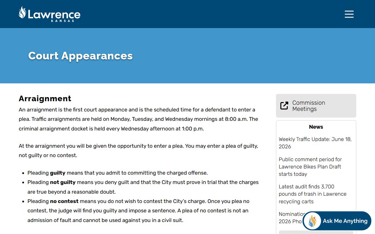 Douglas County court dockets Lawrence court appearances