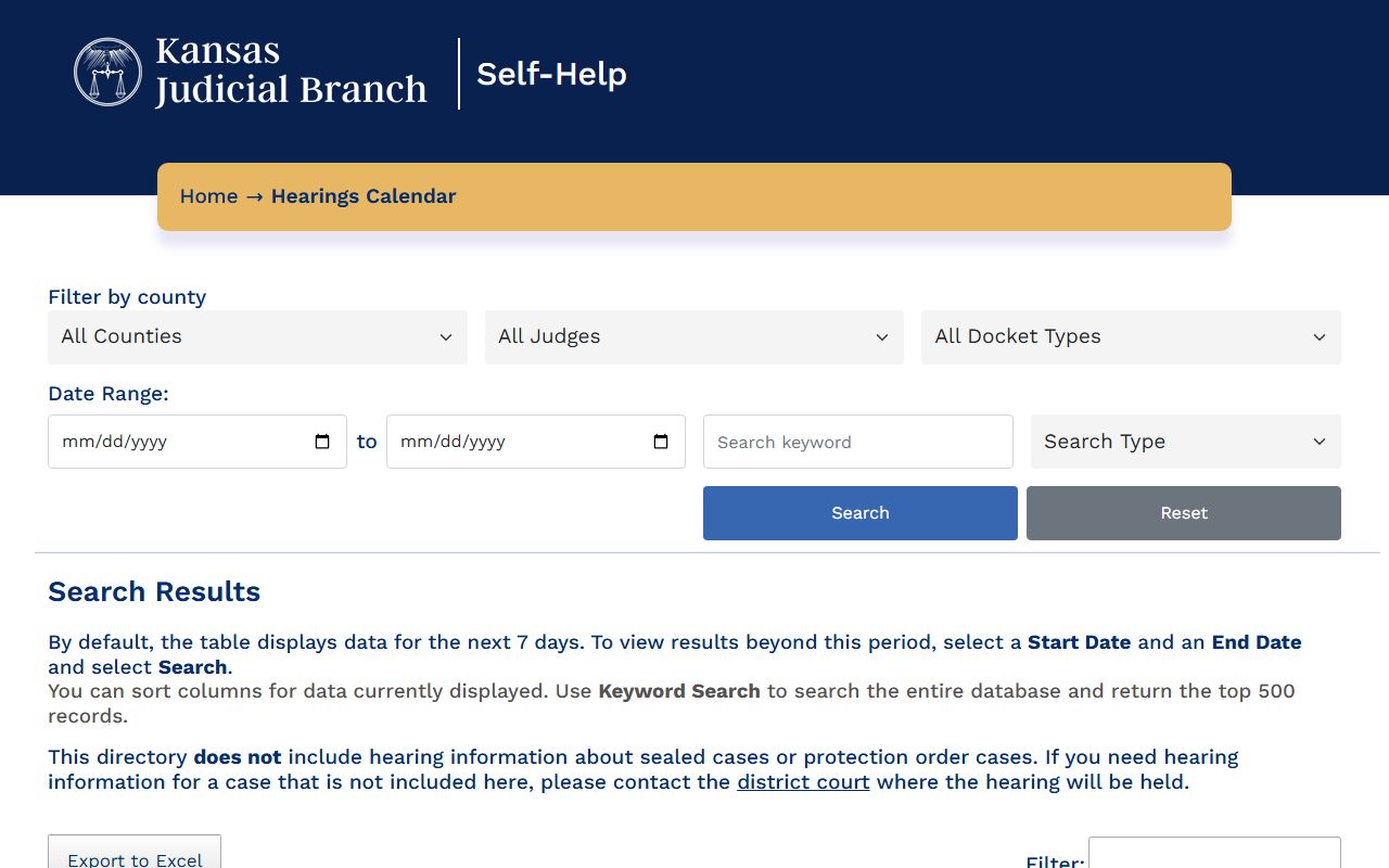 Douglas County court records Kansas hearing calendar