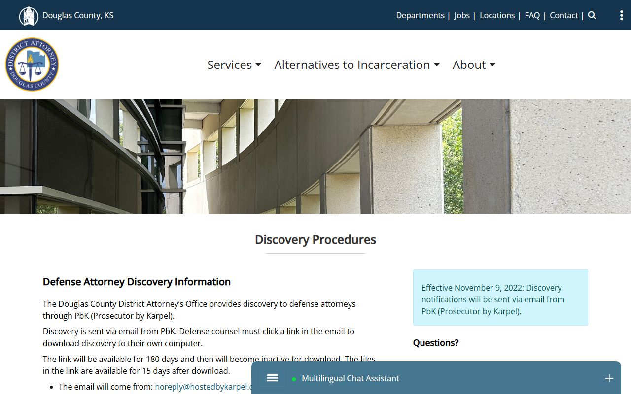 Douglas County criminal court records District Attorney discovery procedures
