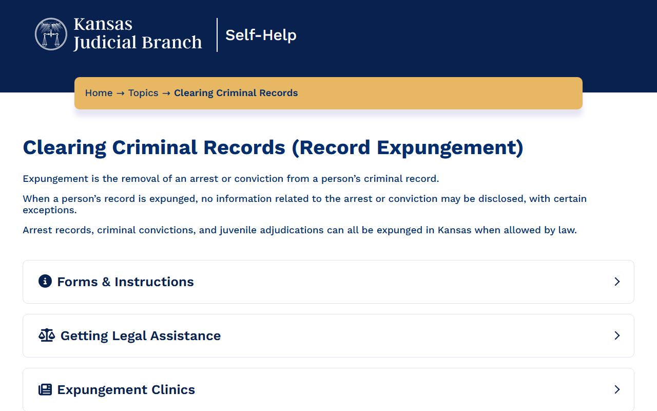 Douglas County criminal court records Kansas record expungement