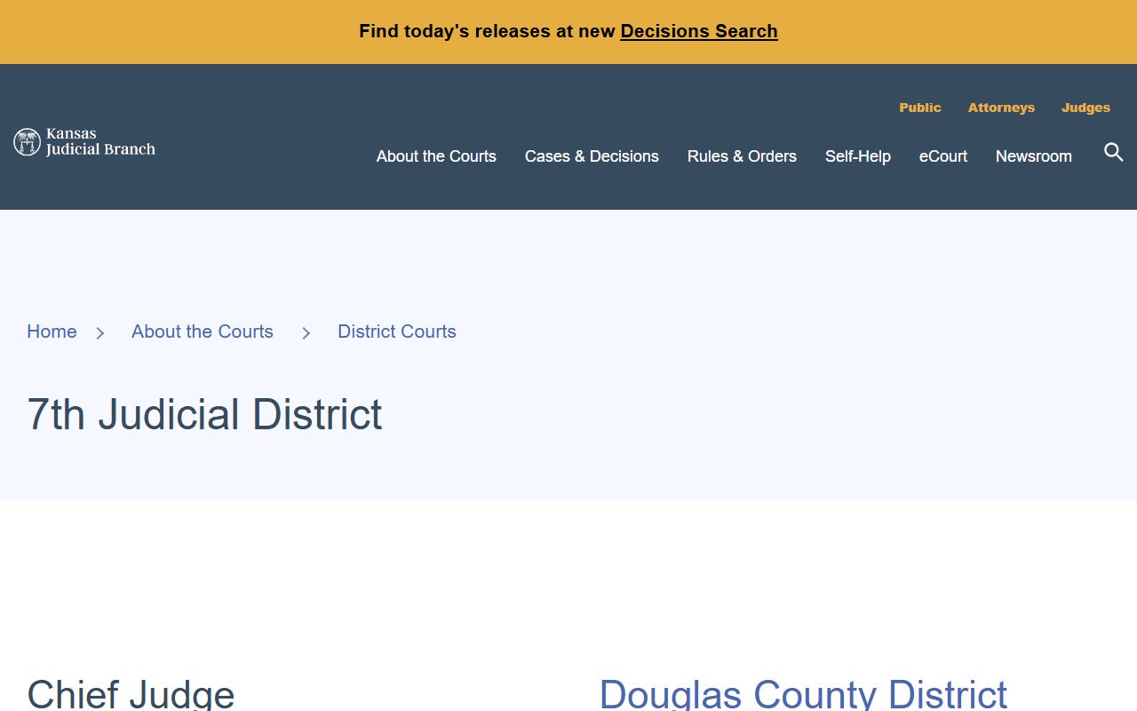 Douglas County District Court Kansas Judicial Branch 7th Judicial District records listing