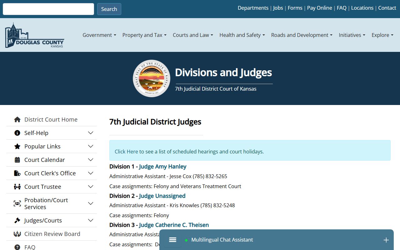 Douglas County court records divisions and judges page