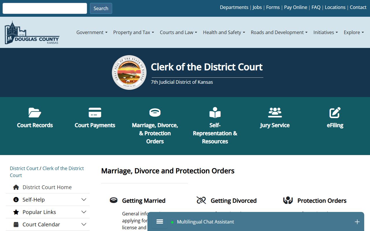 Douglas County marriage and divorce records District Court marriage page