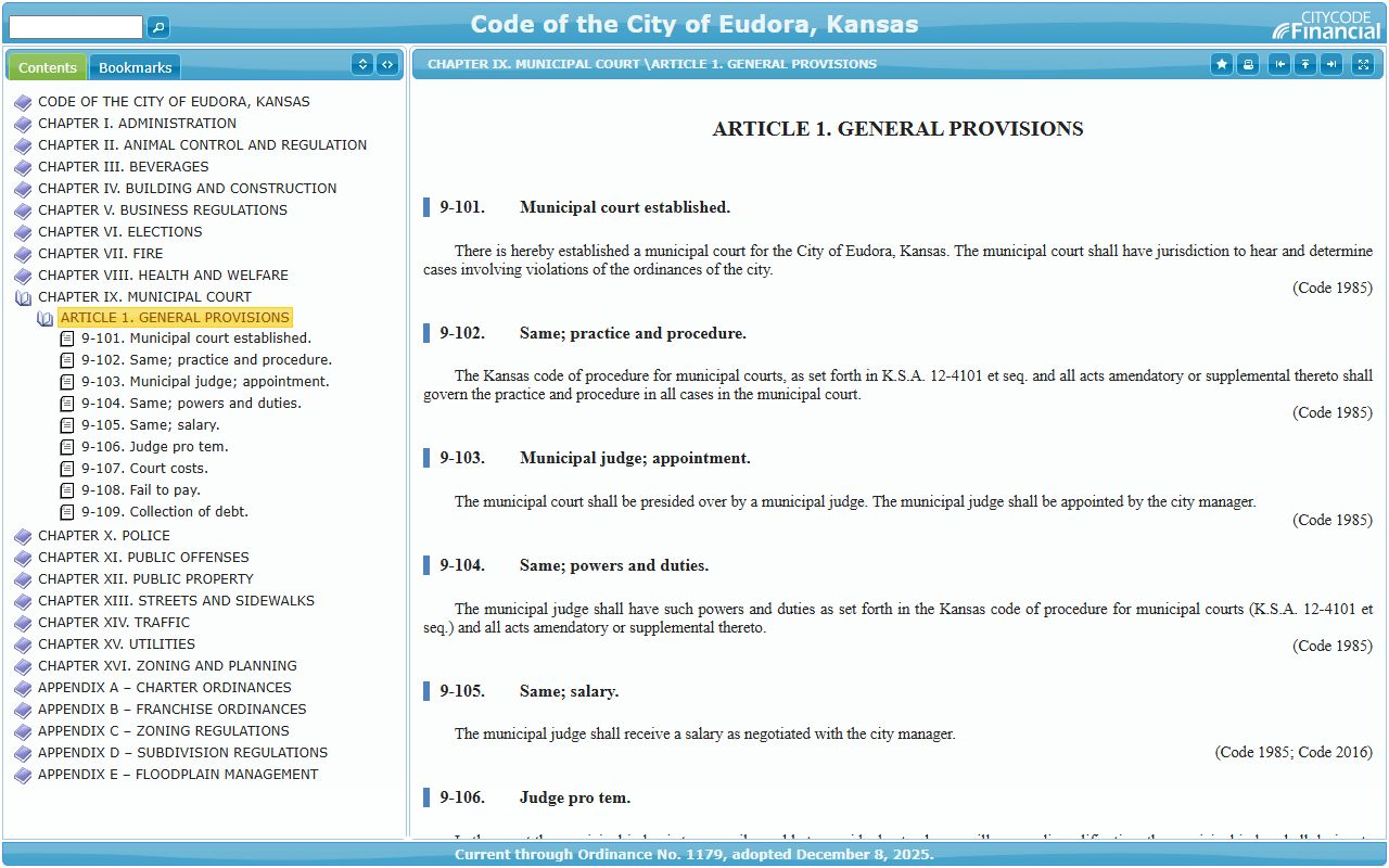 Douglas County traffic court records Eudora municipal court ordinance