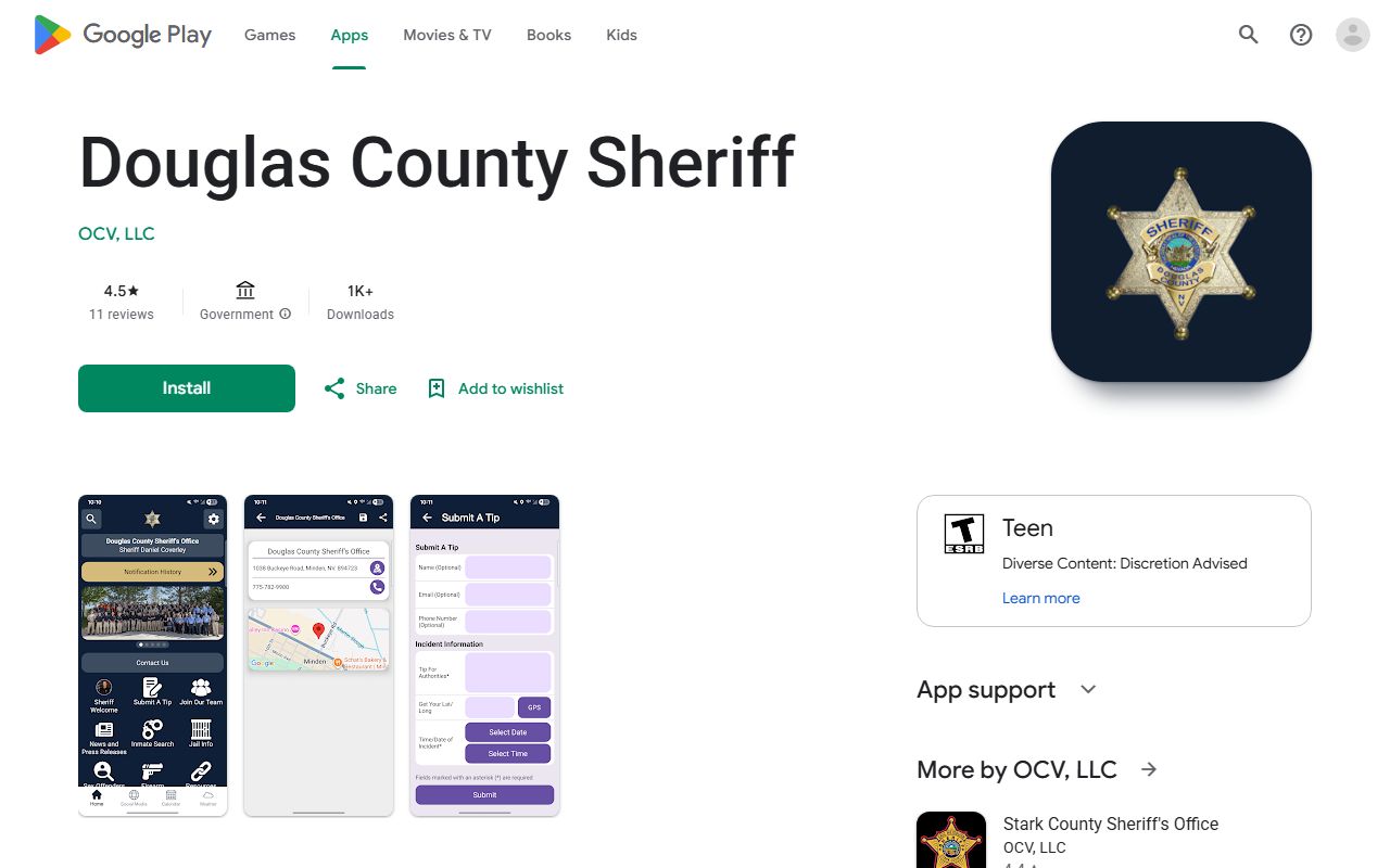 Douglas County warrant records sheriff Android app listing